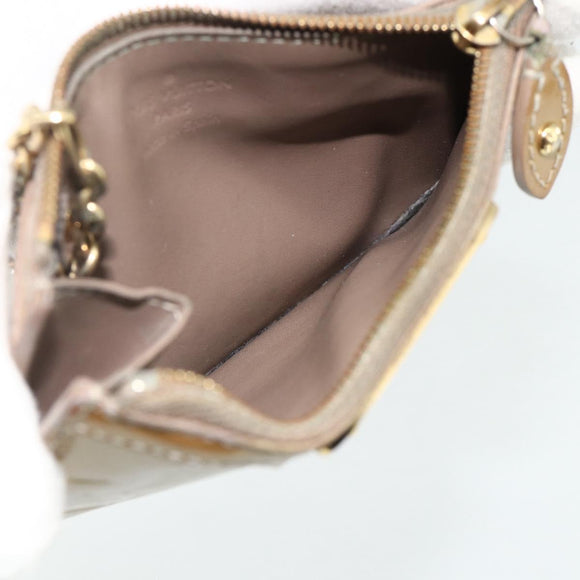 LOUIS VUITTON Vernis Pochette Cles NM Coin Purse Beige Poodle M91763 Auth 176508