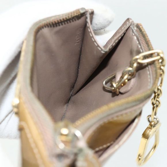 LOUIS VUITTON Vernis Pochette Cles NM Coin Purse Beige Poodle M91763 Auth 176508