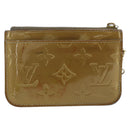 LOUIS VUITTON Vernis Pochette Cles NM Coin Purse Beige Poodle M91763 Auth 176508-2