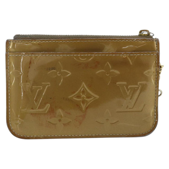 LOUIS VUITTON Vernis Pochette Cles NM Coin Purse Beige Poodle M91763 Auth 176508