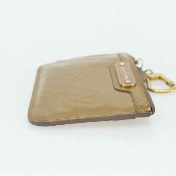 LOUIS VUITTON Vernis Pochette Cles NM Coin Purse Beige Poodle M91763 Auth 176508