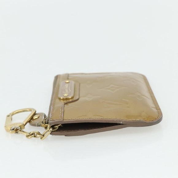 LOUIS VUITTON Vernis Pochette Cles NM Coin Purse Beige Poodle M91763 Auth 176508