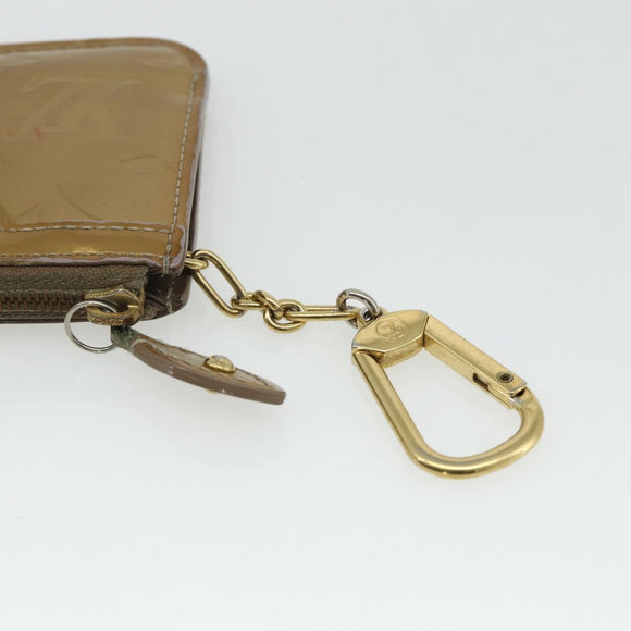 LOUIS VUITTON Vernis Pochette Cles NM Coin Purse Beige Poodle M91763 Auth 176508