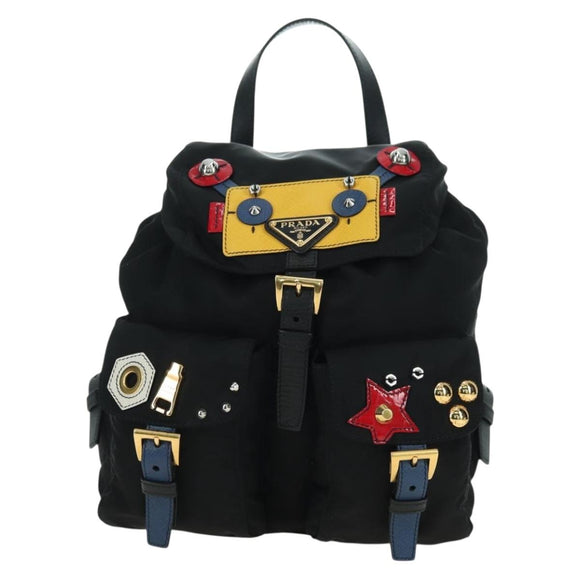 PRADA Robot Backpack Nylon Black Silver Auth 176514SAV