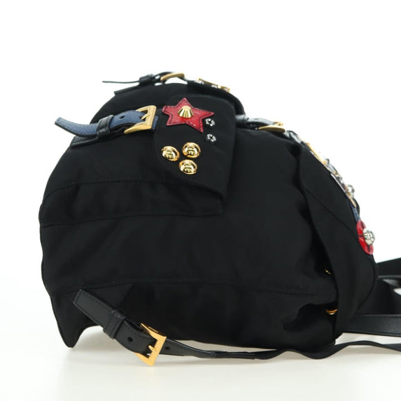 PRADA Robot Backpack Nylon Black Silver Auth 176514SAV