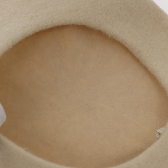 CHANEL Hat Wool Ivory CC Auth 176523A