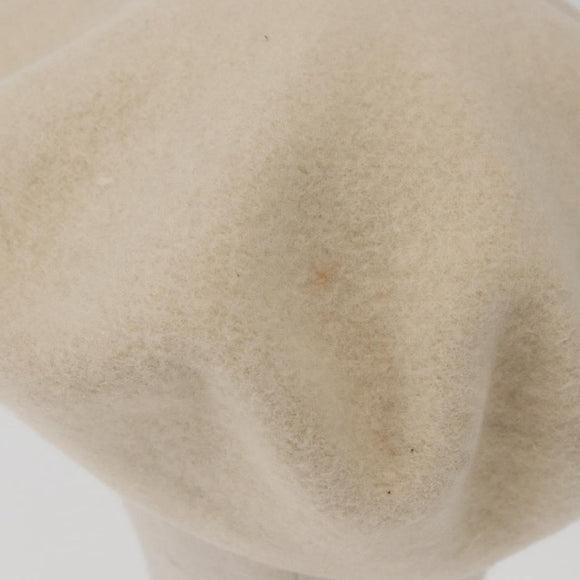 CHANEL Hat Wool Ivory CC Auth 176523A