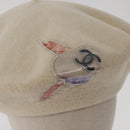 CHANEL Hat Wool Ivory CC Auth 176523A-7