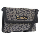 CELINE C Sulky Shoulder Bag Canvas Navy Gold Auth 176524-1