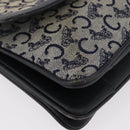 CELINE C Sulky Shoulder Bag Canvas Navy Gold Auth 176524-10