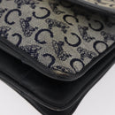 CELINE C Sulky Shoulder Bag Canvas Navy Gold Auth 176524-11