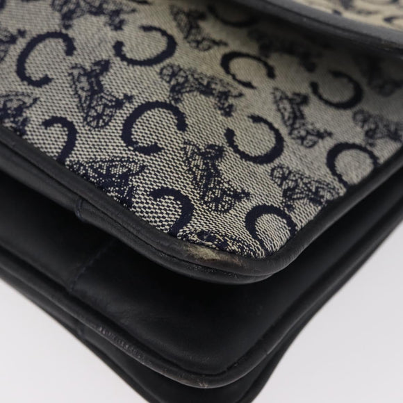 CELINE C Sulky Shoulder Bag Canvas Navy Gold Auth 176524