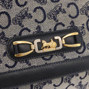 CELINE C Sulky Shoulder Bag Canvas Navy Gold Auth 176524-14