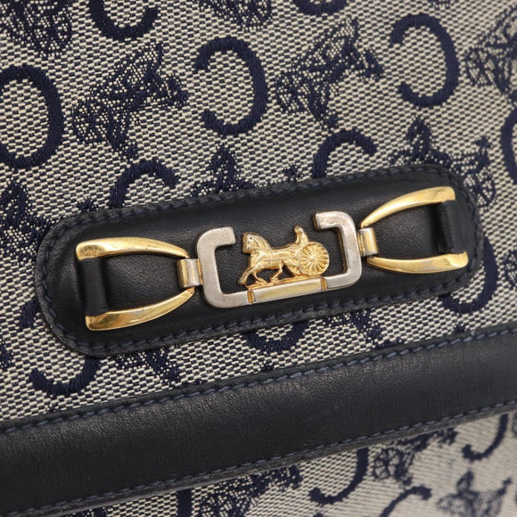 CELINE C Sulky Shoulder Bag Canvas Navy Gold Auth 176524