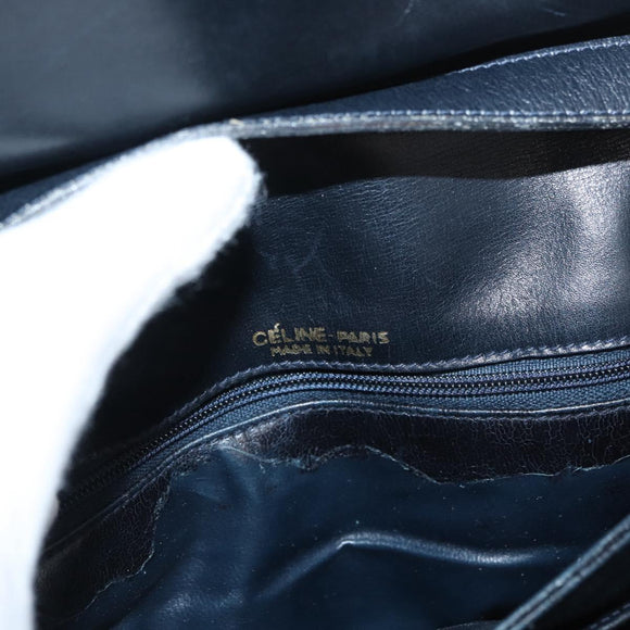 CELINE C Sulky Shoulder Bag Canvas Navy Gold Auth 176524