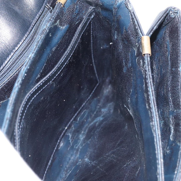 CELINE C Sulky Shoulder Bag Canvas Navy Gold Auth 176524