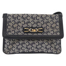 CELINE C Sulky Shoulder Bag Canvas Navy Gold Auth 176524-2