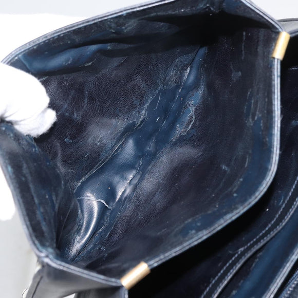 CELINE C Sulky Shoulder Bag Canvas Navy Gold Auth 176524