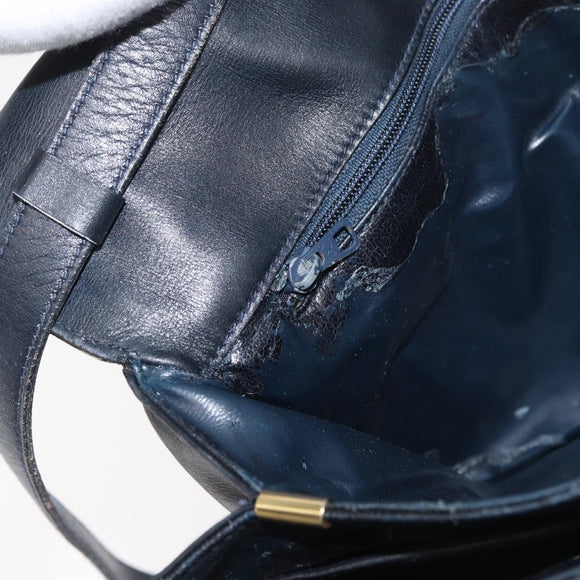 CELINE C Sulky Shoulder Bag Canvas Navy Gold Auth 176524