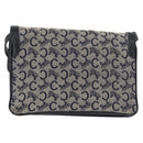 CELINE C Sulky Shoulder Bag Canvas Navy Gold Auth 176524-3