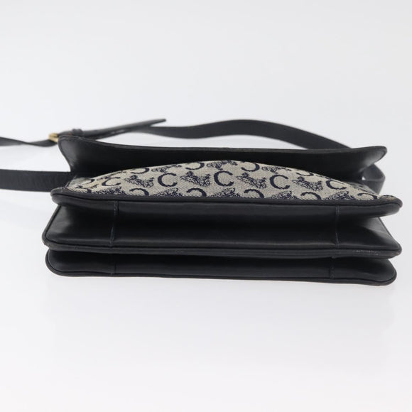 CELINE C Sulky Shoulder Bag Canvas Navy Gold Auth 176524