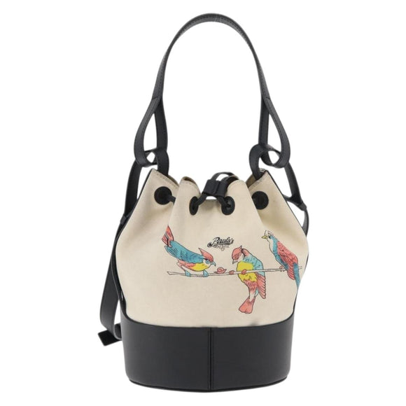LOEWE Balloon bag Shoulder Bag Canvas Ivory Silver Auth 176533A