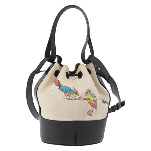LOEWE Balloon bag Shoulder Bag Canvas Ivory Silver Auth 176533A