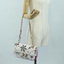 CHANEL Matelasse 26 Chain Shoulder Bag Nylon White Gold CC Auth 176536SAV-27