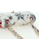 CHANEL Matelasse 26 Chain Shoulder Bag Nylon White Gold CC Auth 176536SAV-6