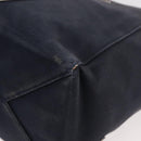 CHANEL Choco Bar Chain Tote Bag No5 Canvas Navy Silver CC Auth 176537-16
