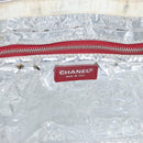 CHANEL Choco Bar Chain Tote Bag No5 Canvas Navy Silver CC Auth 176537-17