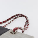 CHANEL Choco Bar Chain Tote Bag No5 Canvas Navy Silver CC Auth 176537-8