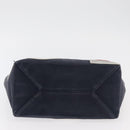 CHANEL Choco Bar Chain Tote Bag No5 Canvas Navy Silver CC Auth 176537-5