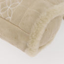 CHANEL Choco Bar Chain Tote Bag Mouton Ivory Silver CC Auth 176557-14