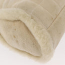 CHANEL Choco Bar Chain Tote Bag Mouton Ivory Silver CC Auth 176557-15
