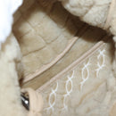 CHANEL Choco Bar Chain Tote Bag Mouton Ivory Silver CC Auth 176557-11