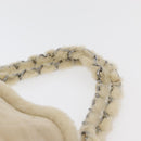 CHANEL Choco Bar Chain Tote Bag Mouton Ivory Silver CC Auth 176557-9