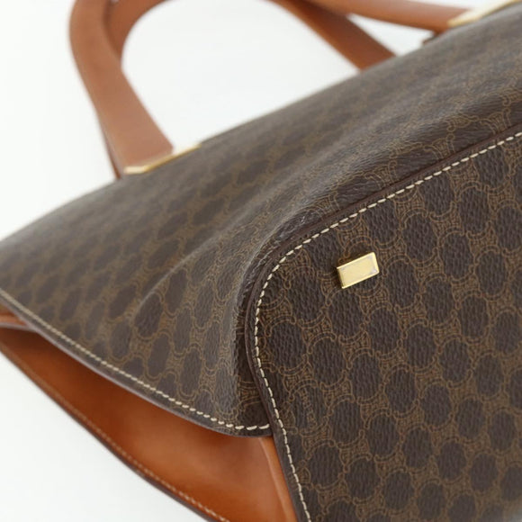 CELINE Macadam Canvas Hand Bag PVC Leather Brown Gold Auth 176559