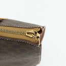 CELINE Macadam Canvas Hand Bag PVC Leather Brown Gold Auth 176559-10