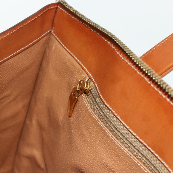 CELINE Macadam Canvas Hand Bag PVC Leather Brown Gold Auth 176559