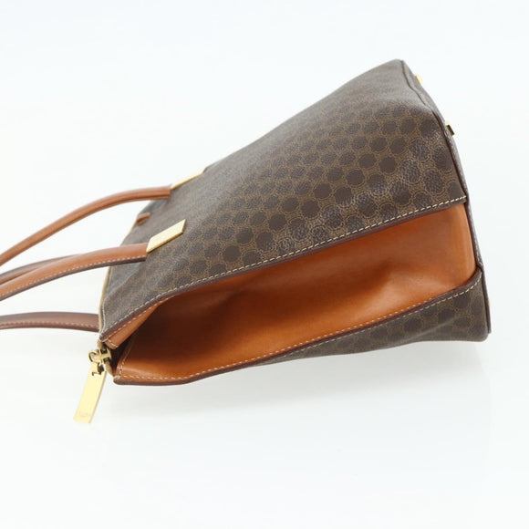 CELINE Macadam Canvas Hand Bag PVC Leather Brown Gold Auth 176559