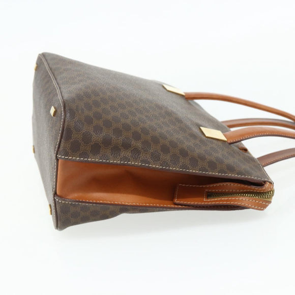 CELINE Macadam Canvas Hand Bag PVC Leather Brown Gold Auth 176559