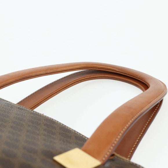 CELINE Macadam Canvas Hand Bag PVC Leather Brown Gold Auth 176559