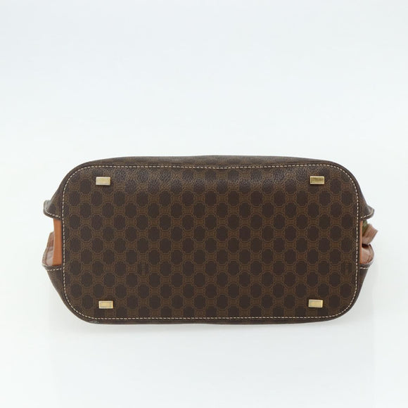 CELINE Macadam Canvas Hand Bag PVC Leather Brown Gold Auth 176559