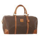 CELINE Macadam Canvas Boston Bag PVC Leather Brown Gold Auth 176560-1