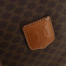 CELINE Macadam Canvas Boston Bag PVC Leather Brown Gold Auth 176560-15