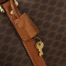 CELINE Macadam Canvas Boston Bag PVC Leather Brown Gold Auth 176560-16