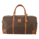 CELINE Macadam Canvas Boston Bag PVC Leather Brown Gold Auth 176560-2