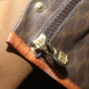 CELINE Macadam Canvas Boston Bag PVC Leather Brown Gold Auth 176560-21