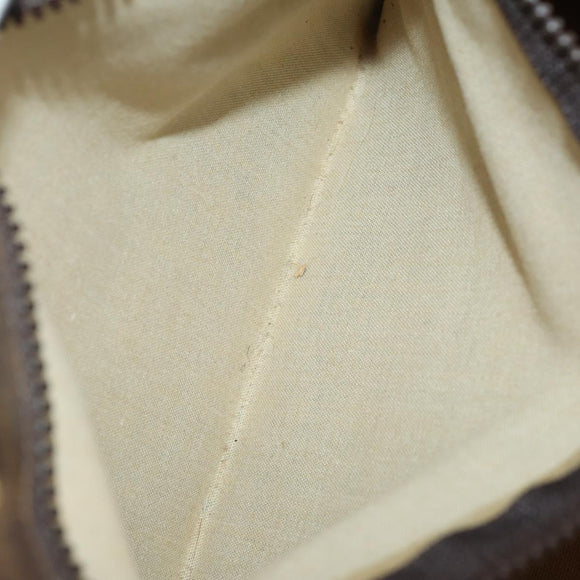 CELINE Macadam Canvas Boston Bag PVC Leather Brown Gold Auth 176560
